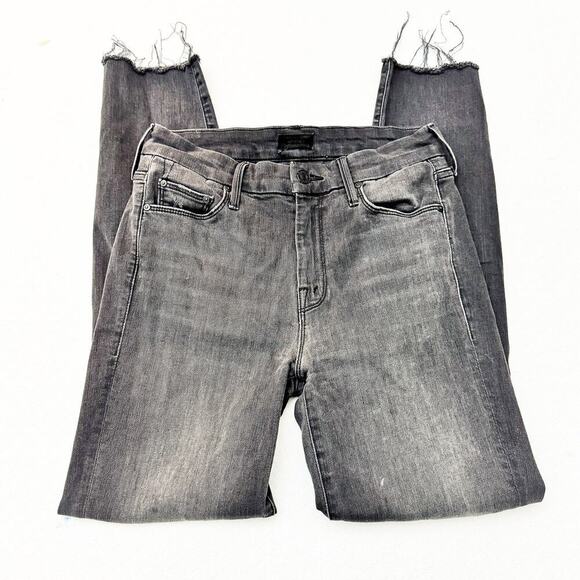 Mother The Looker Ankle Fray Burning Out Lanterns Charcoal Denim Jeans Size 25 - Picture 4 of 10